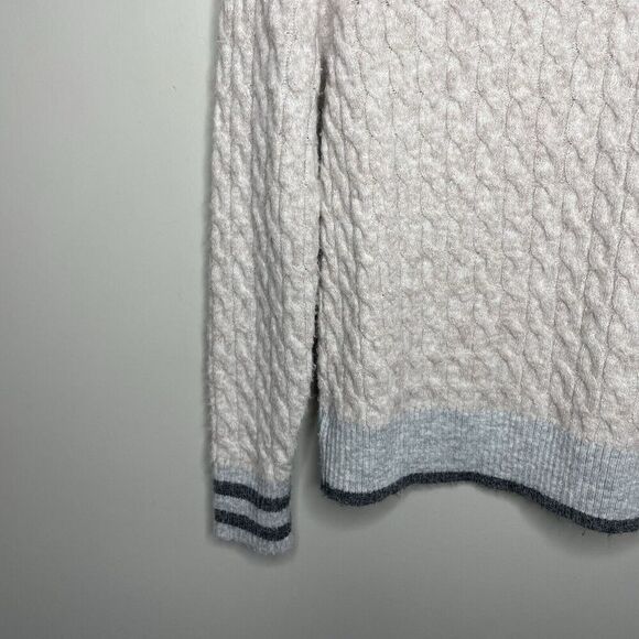 CENTRAL PARK WEST Sweater Women Medium Bobbie Polo Pullover Gray Cable Knit - Picture 12 of 16
